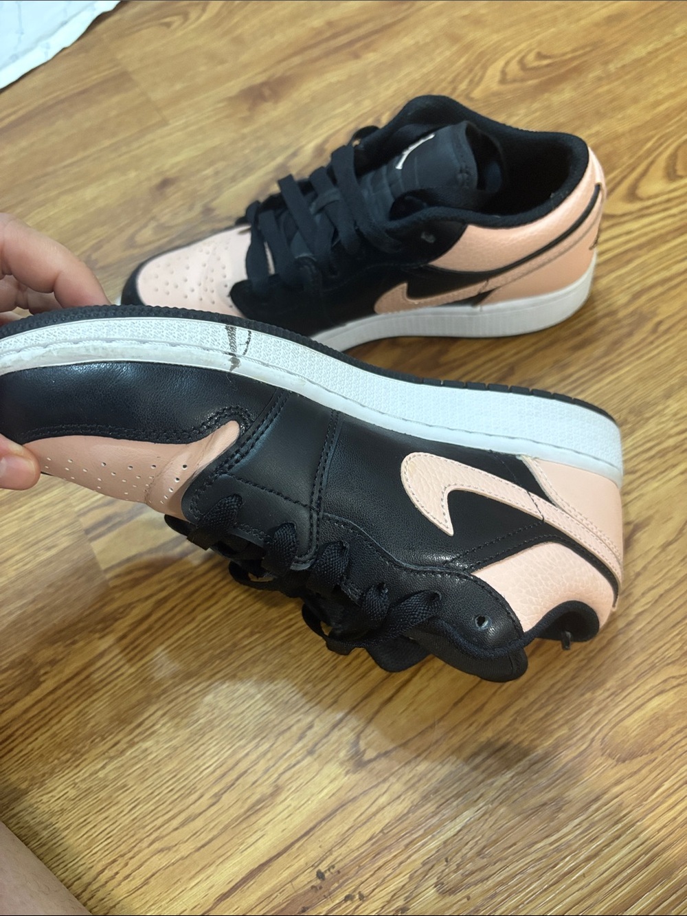 Jordan Black and Light Pink Low-Top Sneakers - Picture 5 of 7